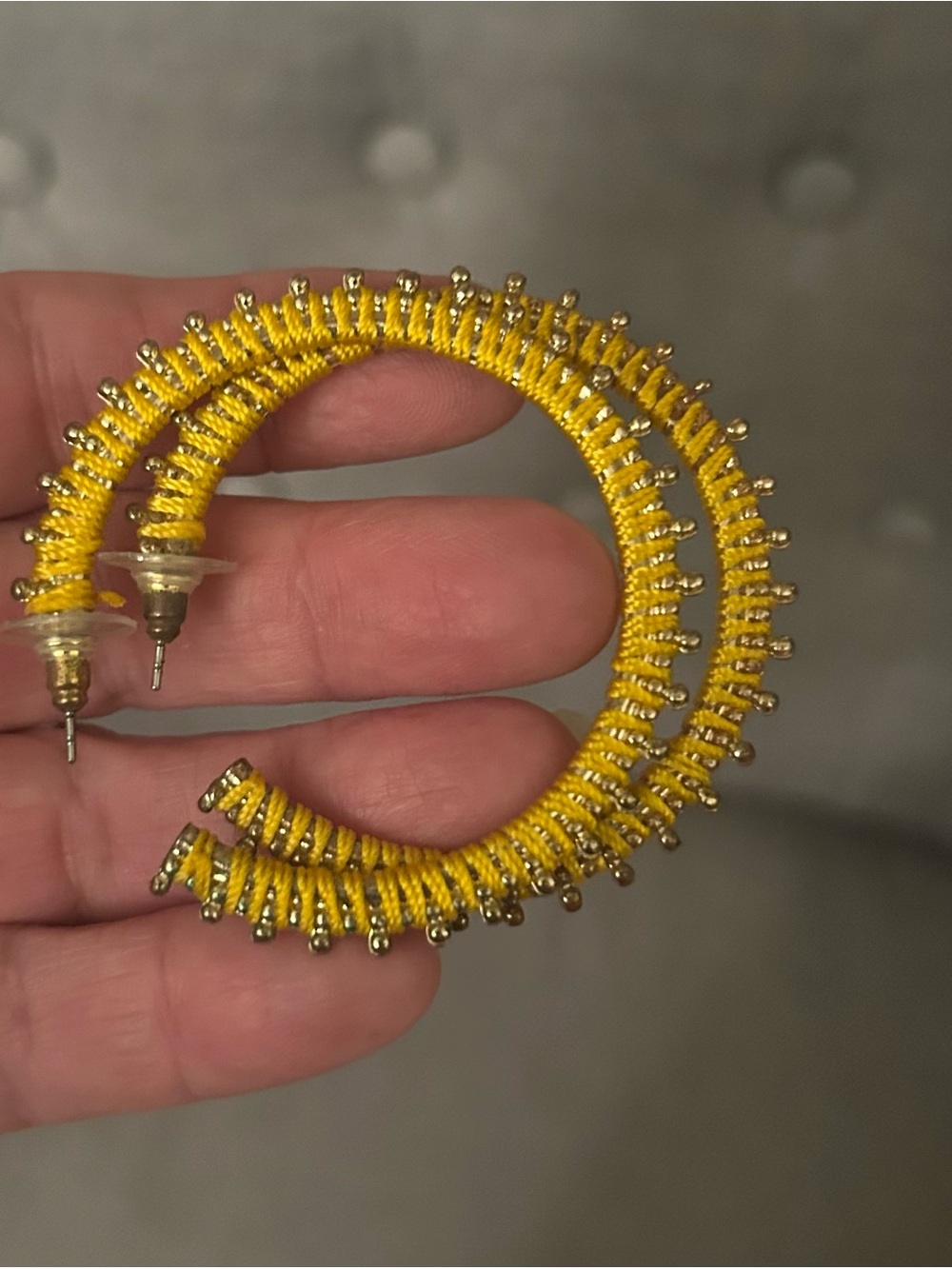 Yellow Wrapped Hoop Earrings - Women Jewelry